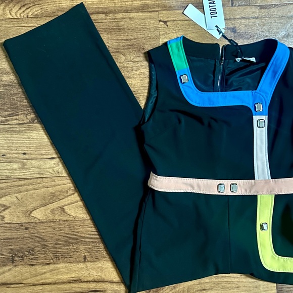 Too Tang • Large • Black W/ Color Block • Bling Diamond Stones • Jumpsuit • New - Picture 7 of 16